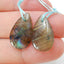 Paire de boucles d'oreilles en forme de larme de Labradorite naturelle, pierre pour la fabrication de boucles d'oreilles, 17x11x4mm, 2.5g