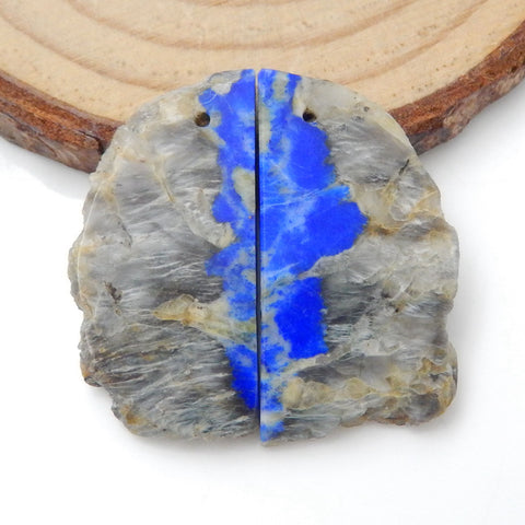 Natural Lapis Lazuli Earring Beads 27x18x4mm, 9g