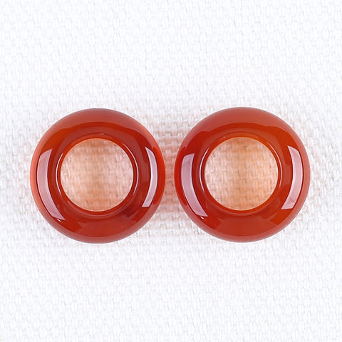 Natural Red Agate Carved doughnut Earring Beads 15*15*5mm, 2.6g