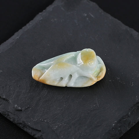 Handmade Jewelry,Natural Jade Carved Cicada Gemstone Pendant Bead,Unique Pendant for Necklace,43x24x14mm,19.7g