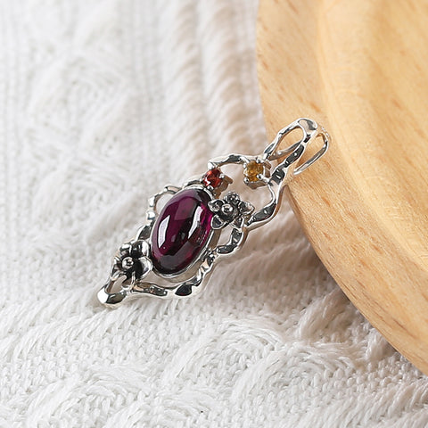 New Arrival!Handmade Jewelry Sterling Silver 925 Ruby Pendant,34×15×6mm,3.2g