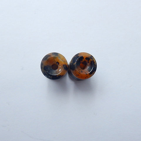 6mm Petrified Wood Ear Tunnels With 2mm Hole, 13mm Thickness, 1.5mm Flare