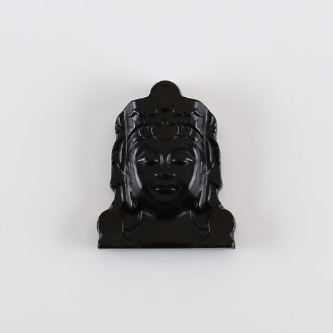 New Arrival!Carved Obsidian Buddha Head Gemstone Pendant Bead, Lucky Pendant For Necklace, 40x33×10mm, 15g