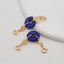 BITEFU 1Pair Silver Gold Plated Natural High Quality Lapis Lazuli Auspicious Clouds Flat Round Gemstone Earring beads 2.8g