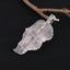 New Natural Rose Quartz Handcarved Leaf Pendant,925 Sterling Silver Pinch Bail,59x32x7mm,11.2g