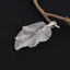 New Natural Rose Quartz Handcarved Leaf Pendant,925 Sterling Silver Pinch Bail,60x35x7mm,11.2g