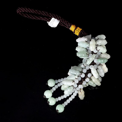 Bottle Shaped Beads Green Jade Car Charm Tassel Car Pendant