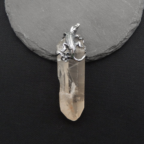 New! Natural Crystal Gemstone 925 Sterling Silver lizard Pendant, lizard Jewelry, 63x20x16mm, 23.7g