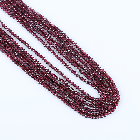 BITEFU 1 Strand Faceted Round Beads, Garnet Gemstone Loose Beads