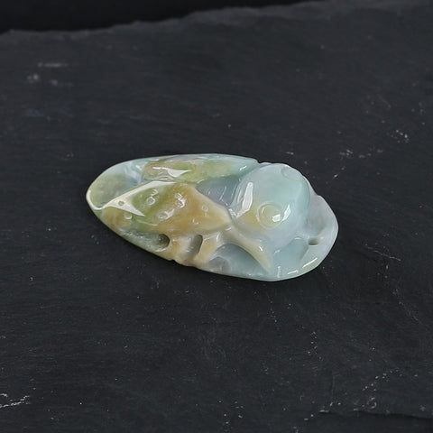 Carved Natural Jade Cicada Gemstone Pendant Bead,Unique Pendant for Necklace,Jewelry DIY Making,41x20x12mm,15.2g