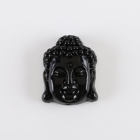 BITEFU Carved Natural Obsidian Buddha Head Gemstone Pendant Bead,14g