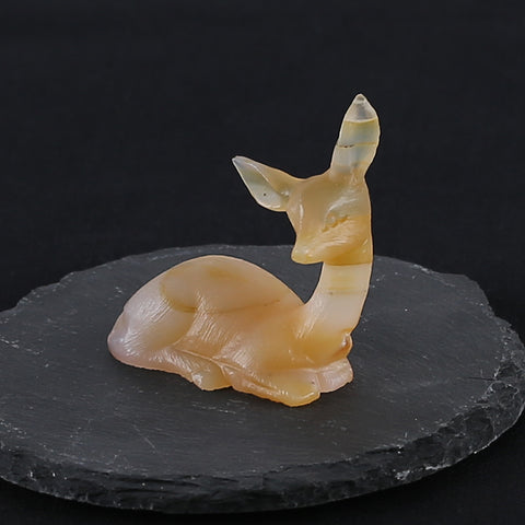 New Miniature Deer Figurine,Agate Gemstone Hand Carved Deer Statues Supply,Gemstone Home Decor,53x45x16mm,33.5g