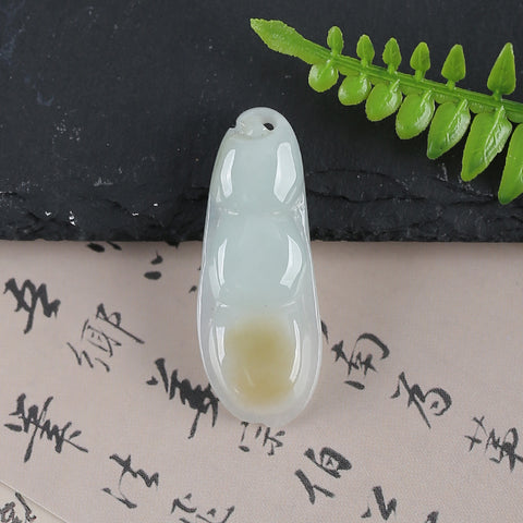 Handmade Jewelry,Natural Jade Carved Gemstone Pendant Bead,Unique Stone Pendant,39x15x6mm,6.2g