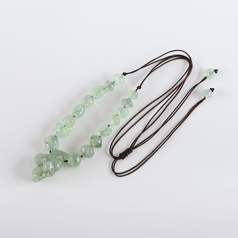 1 Strand 25.5 Inch Adjustable Natural Prehnite Gemstone Necklace, Unique Gemstone Necklace For Gift , 31x23x14mm, 7x7x8mm, 30.8g