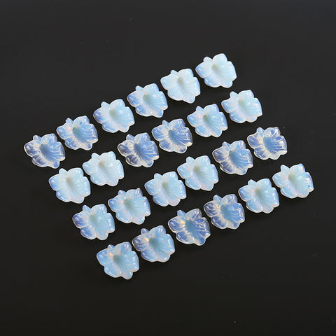 Gomggsale 1 Pairs Carved Opalite Flower Gemstone Earring Beads, Popular Stone Flower Earring Pair, Handmade Gemstone Jewelry