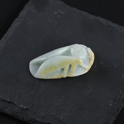 Carved Natural Jade Cicada Gemstone Pendant Bead,Unique Pendant for Necklace,Handmade Jewelry,44x24x13mm,20g