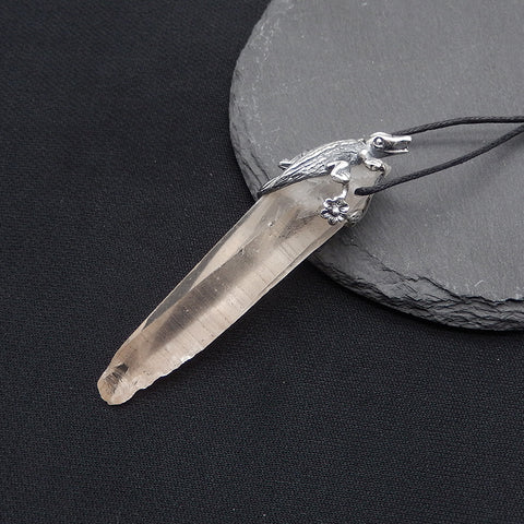 New! Natural Crystal Gemstone 925 Sterling Silver lizard Pendant, lizard Jewelry, 71x16x15mm, 16.6g