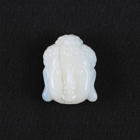 BITEFU Carved Natural Opalite Buddha Head Gemstone Pendant Bead, 12g