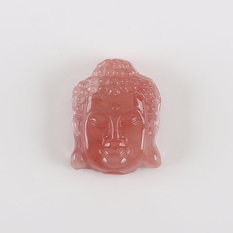 BITEFU Carved Natural Volcano Cherry Quncortz Buddha Head Gemstone Pendant Bead, 10g