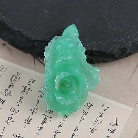 Hand Carved  AAA Grade Natural Chrysoprase Chinese Cabbage Gemstone Pendant Bead For Gemstone Jewelry Design ,Unique Gift,39×24×13mm,8g