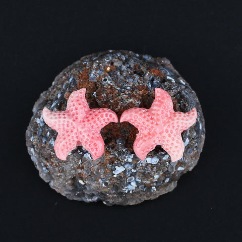 BITEFU 1Pair Pink Conch Shell (Made Of Powder Of Shell, Color Is Enhanced ) Starfish , 2.8g