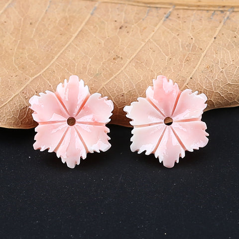 BITEFU 1Pair Pink Conch Shell (Made Of Powder Of Shell, Color Is Enhanced ) Flower, 1g