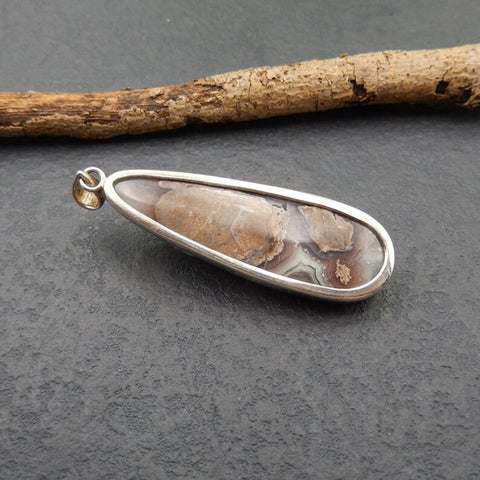 Natural Crystal Pendant with 925 Sterling Silver Accessory 46x16x10mm, 12g