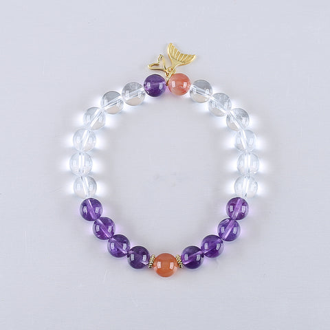 Handmade Natural Gemstone Bracelet, Unique Jewelry Gift, Colorful Bracelet, 18cm, 8/9mm, 19g