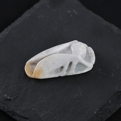 Carved Natural Jade Cicada Gemstone Pendant Bead,Unique Pendant for Necklace,Handmade Jewelry,45x23x13mm,21.6g