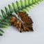 New Natural Tiger-Eye Handcarved Leaf Pendant,925 Sterling Silver Pinch Bail,52x37x7mm,11g