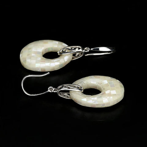 Natural M.O.P Earrings with 925 Sterling Silver Accessory 22x18x5mm, 5.6g