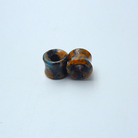 14mm Petrified Wood Opal Ear Tunnels With 6mm Hole, 13mm Thickness, 1.5mm Flare