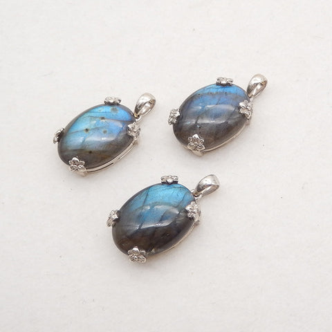 Silver Accessories! Natural Labradorite Gemstone With Silver 925 Pendant, Popular Gemstone Pendant, 21x14x8mm, 4.4g