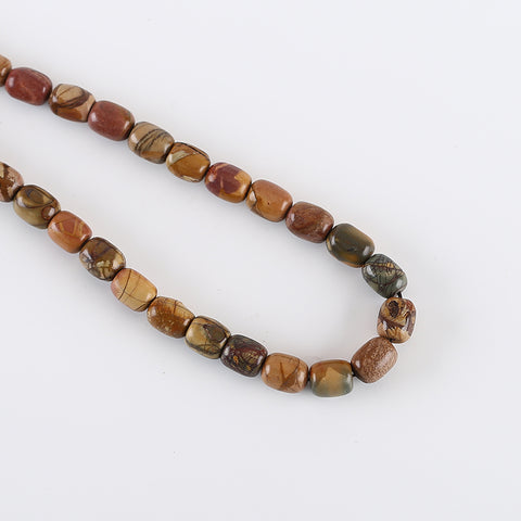 New Arrival! Hand-Woven, Natural Multi-Color Picasso Jasper Necklace, 17 Inch,12x10mm,55.1g