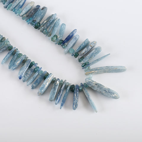 Natural Blue Kyanite And Blue Apatite Crystal Jewelry Necklace, Adjustable Necklace,1 Strand,18.5 Inch,44×10×9mm,8×7×3mm,162.6g