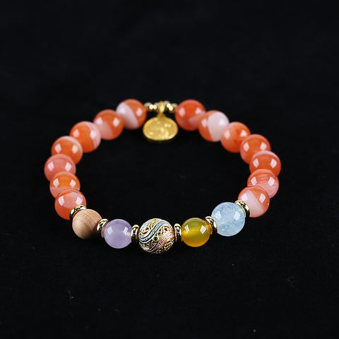 Handmade Natural Unique Gemstone Jewelry Gift Bracelet, 17cm, 9mm, 20.5g