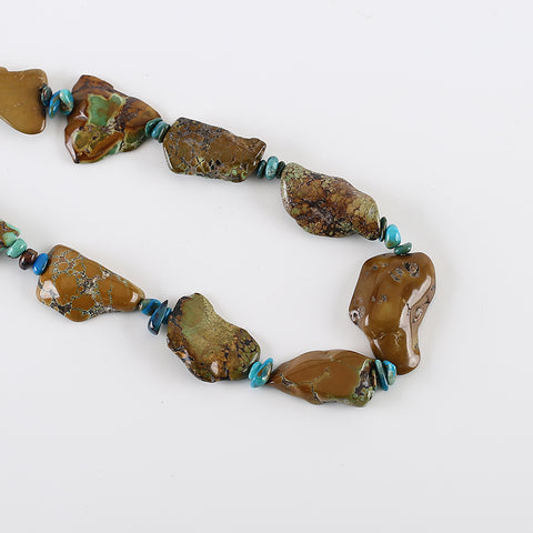 New Arrival! Raw Gemstone Necklaces, Natural Turquoise And Blue Opal Gemstone Necklaces, 20 Inch, 37x22x8mm, 6x4x1mm, 86.8g