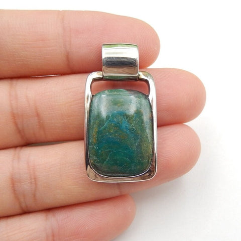 Natural Blue Opal Pendant with 925 Sterling Silver Accessory 30x16mm, 6g