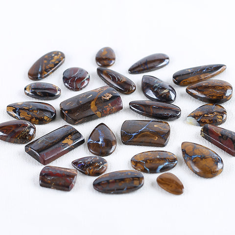 24 PCS Natural Boulder Opal Cabochons 21*13*4mm, 41*24*9mm, 136.3g