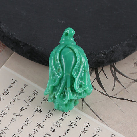 Hand Carved  AAA Grade Natural Chrysoprase Chinese Cabbage Gemstone Pendant Bead For Gemstone Jewelry Design ,Unique Gift,43×25×20mm,19.6g