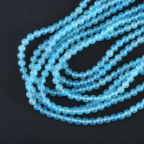 BITEFU 1 Strand Blue Agate Round Shape Loose Beads ,DIY Accessories,Stone,Jewelry