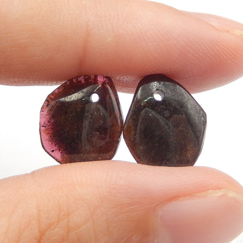 Natural Garnet Earring Beads 13x12x3mm, 2.4g