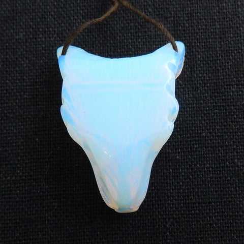 Perle pendentif tête de loup sculptée à la main en opalite, 40x31x15mm, 17.8g