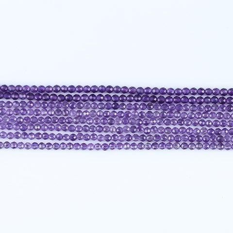 BITEFU 1 Strand Faceted Round Beads, Amethyst Gemstone Loose Beads