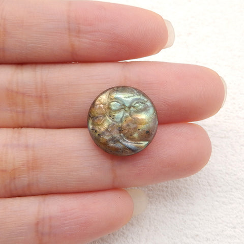 Natural Labradorite Carving Gemstone Cabochon,15x5mm,2.1g