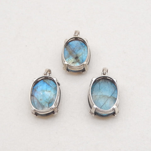 Silver Accessories! Natural Labradorite Gemstone With Silver 925 Pendant, Popular Gemstone Pendant, 21x14x8mm, 4.4g