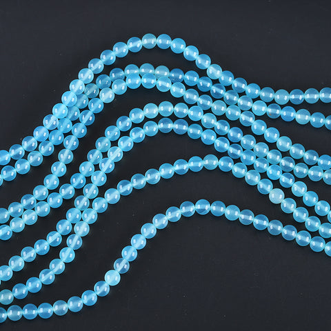 BITEFU 1 Strand Blue Agate Round Shape Loose Beads ,DIY Accessories,Stone,Jewelry