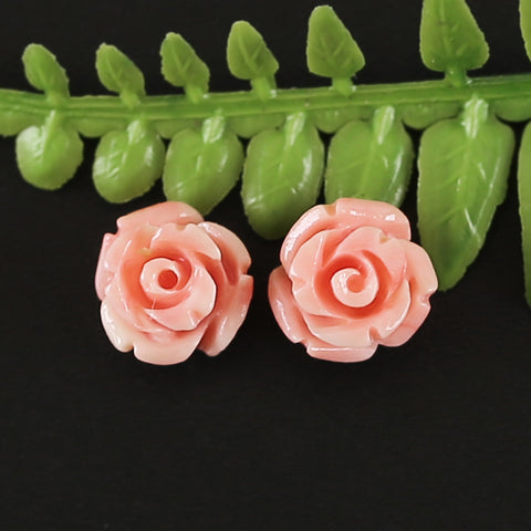 BITEFU 1Pair Pink Conch Shell (Made Of Powder Of Shell, Color Is Enhanced ) Flower, 0.6g