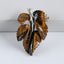 New Natural Tiger-Eye Handcarved Leaf Pendant,925 Sterling Silver Pinch Bail,59x39x7mm,20.7g