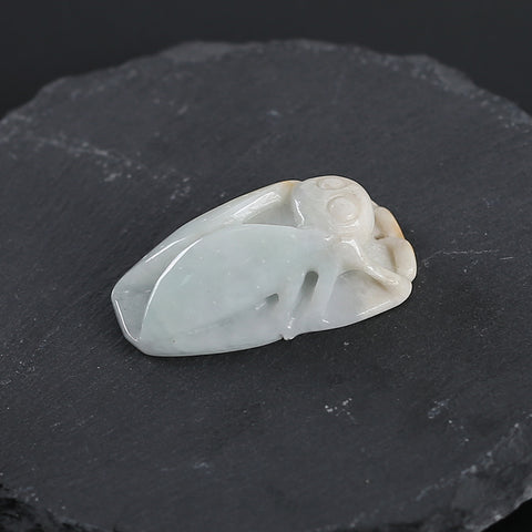 Natural Jadeite Jade Cicada Pendant, Drilled Gemstone Pendant,Gemstone Carving For Jewelry DIY Making Charm Gift Accessories,40×22×13mm,19.4g